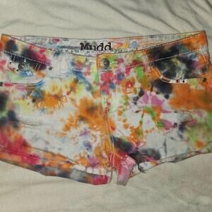 Retro Tie Dye Indie Hippie Festival Denim Shorts - Y2K - Mudd Size 13